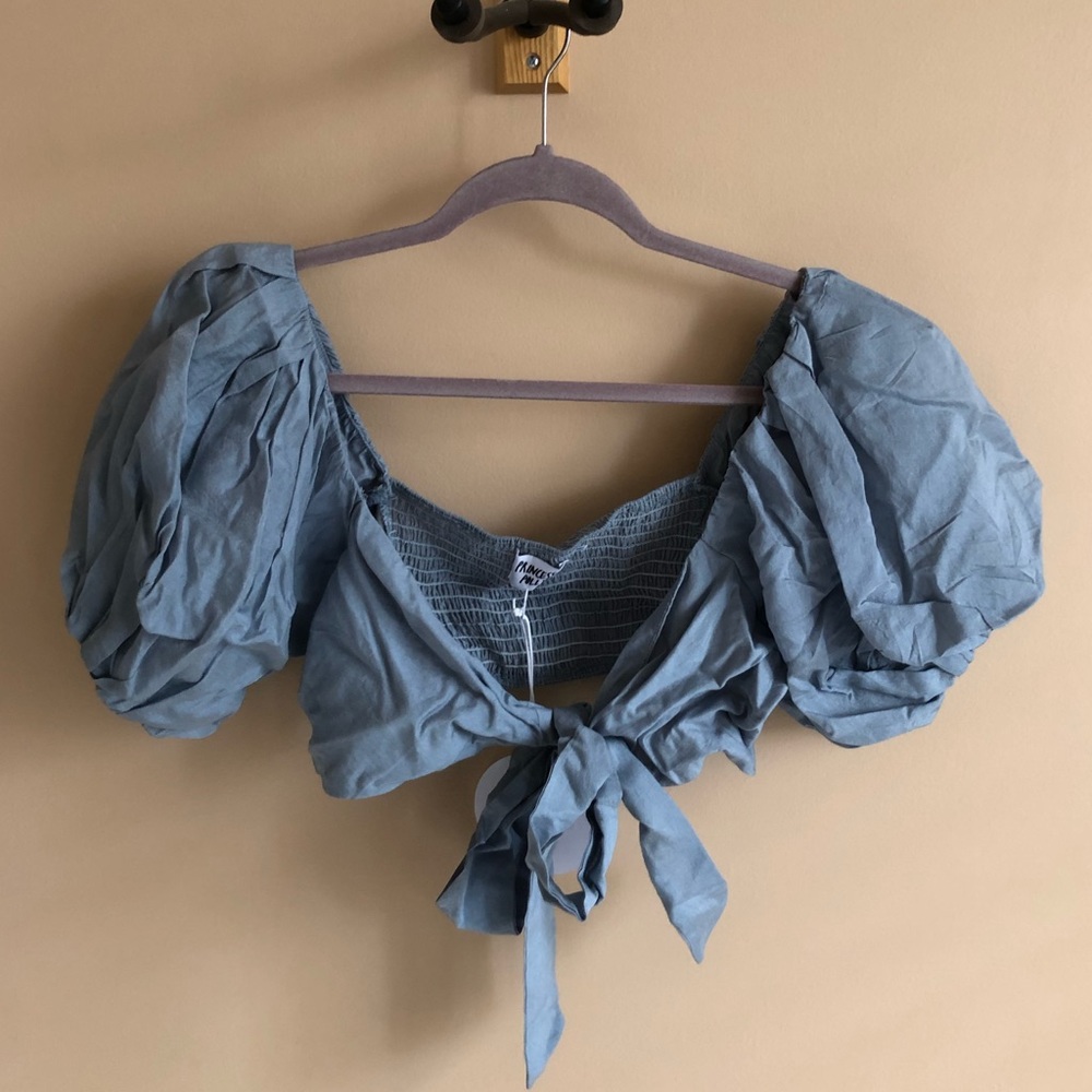 NWT Princess Polly Puff Sleeve Cropped Blouse US 12